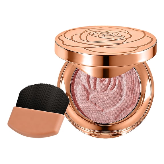 Baked Highlighter Blush Powder Palette, Multi-purpose Powder Blusher Highlighter Face Makeup, Sheer Shimmer Pink Glow Highlighting Palette for Face Eye Cheeks, Makeup Gift for Women, 5g