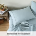 thumbnail image 3 of Simple&Opulence 100% French Linen Pillowcase King Size-Set of 2- Washed Solid Color Pillow Cases Embroidered -Soft and Durable (Dusty Blue, 20''x40''), 3 of 6