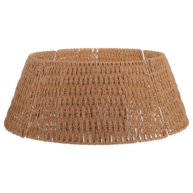 Raindrops Chic Light Brown Woven Rope Christmas Tree Collar for Tree Base Stand Decoration