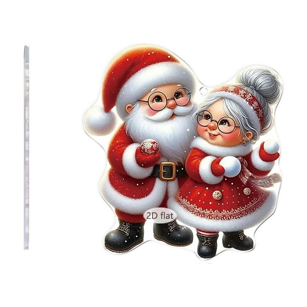 Listado De Acrílicos Llavero de acrílico 2D con diseño navideño de Papá Noel para coche, ideal como adorno para llaves de coche o como regalo. Pieza única. Rkxzt