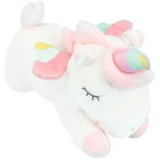Gongxipen 1pc Plush Toy Pillow Doll Unicorn Shape Design Rainbow Color Addorable for Kids Girls White