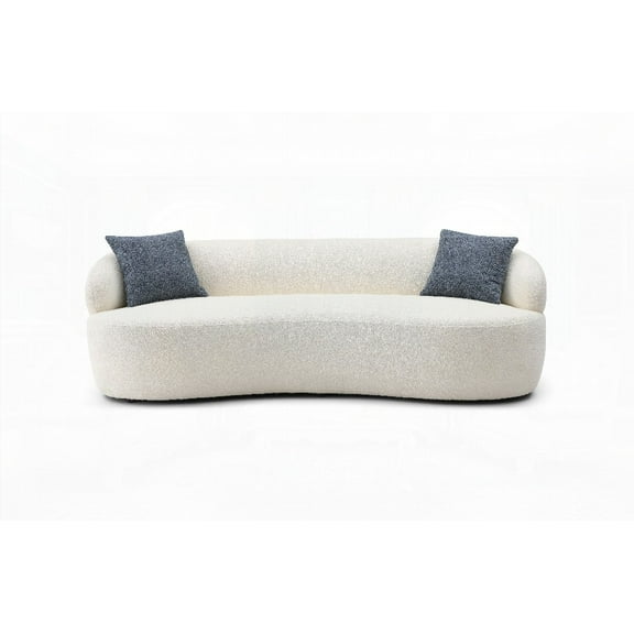 Soft & Comfortable Mid Century Curved Sofa, 3 Seat, Beige