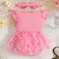 thumbnail image 7 of Baby Onesies Girl Baby Girl Summer Clothes Cute Newborn Girl Outfits Sleeveless Lace Solid Color One Piece Romper + Headband 2pcs Set, 7 of 7