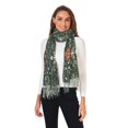thumbnail image 2 of FORMRS Womens Scarf Winter Soft Long Big Warm Shawls Wrap Tassel Scarves, Green Flowers Pattern, 2 of 9