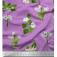 thumbnail image 1 of Soimoi Purple Cotton Cambric Fabric Leaves & White Floral Print Sewing Fabric BTY 56 Inch Wide, 1 of 1