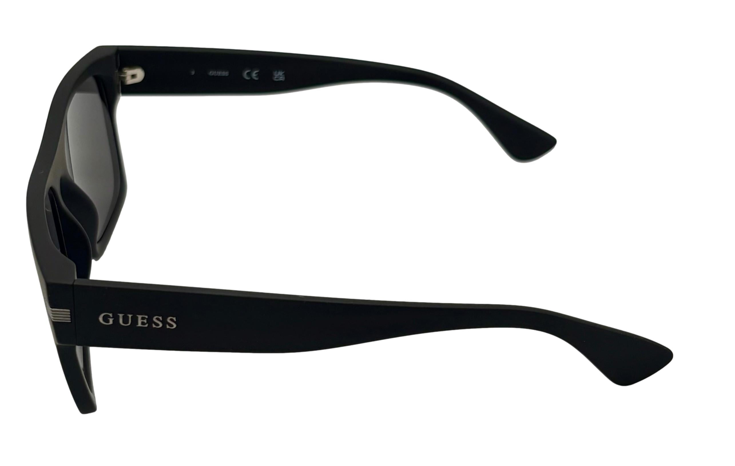Guess Sunglass Mens Matte Black Rectangle Plastic, Mirror Lens GO00012. 2C