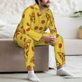 thumbnail image 5 of Mens Pajamas Set, Cute Pizza Red Food Button Down Long Sleeve Loungewear Sleepwear Pjs sets for Men, 5 of 5