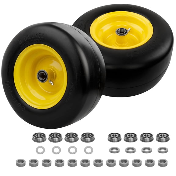 2x 13x6.50-6 Front Flat Free Tire Wheel Kit w/ Bearings For Zero-Turn Lawn Mower
