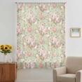 thumbnail image 3 of Pink Flowers Sheer Curtains 45 Inches Long, Green Country Botanical Floral Leaves Light Filering Curtains, Breathable Simi Curtain Privacy Drapes for Kitchen Bathroom Small Window Treatment, 3 of 9