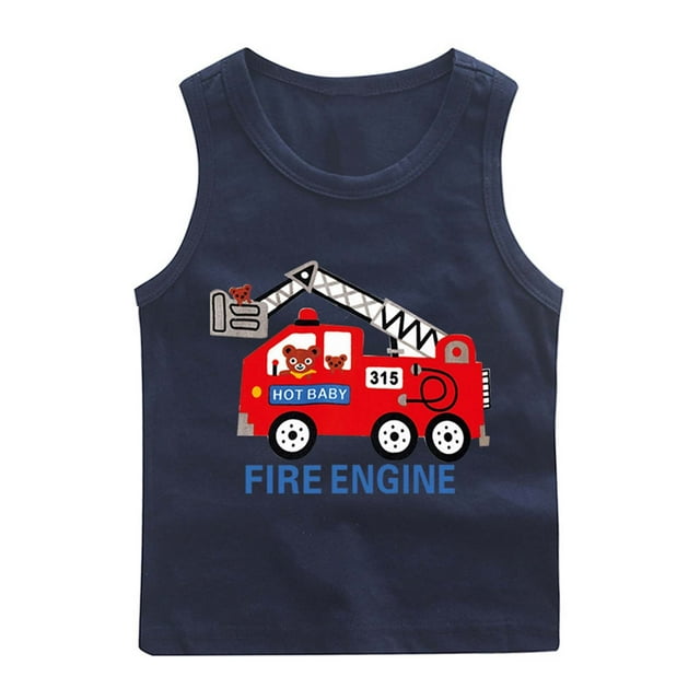 RXIRUCGD 2025 Vêtements d'Été pour Enfants Chemise de Base à Col Rond Sans Manches pour Garçons