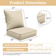 thumbnail image 4 of Snubbull Outdoor Deep Seat Cushion Set, 2 Pieces 24"x24"x6.5" Patio Furniture Replacement Cushions with Tie Straps, Waterproof Fade Resistant Removable Zipper Cover, Cream, 4 of 7