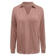thumbnail image 6 of MIXUE Boho Tops For Women Autumn Winter Solid Color V Neck Lapel Long Sleeve Casual Basic Pullover Shirts For Women T Shirts Daily-Wear,Pink,XL, 6 of 7