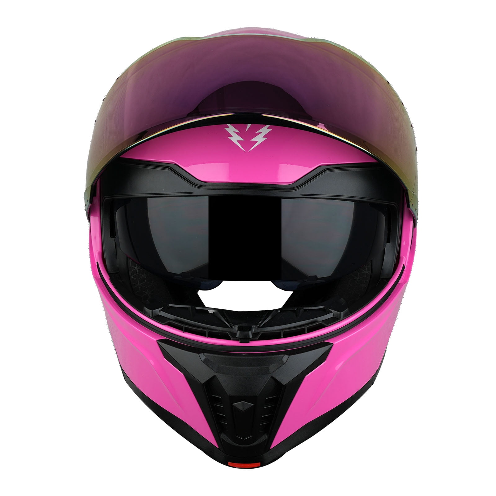 1Storm Motorcycle Modular Flip up Dual Visor Helmet Street Bike Sun Shield Full Face KT928: Glossy Pink + One Extra Clear Shield