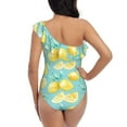 thumbnail image 5 of Sikiie Yellow Lemon Print Women One Piece Swimsuits Tummy Control One Shoulder Bathing Suits Ruffle Swimwear, From S to XXL-X-Large, 5 of 6