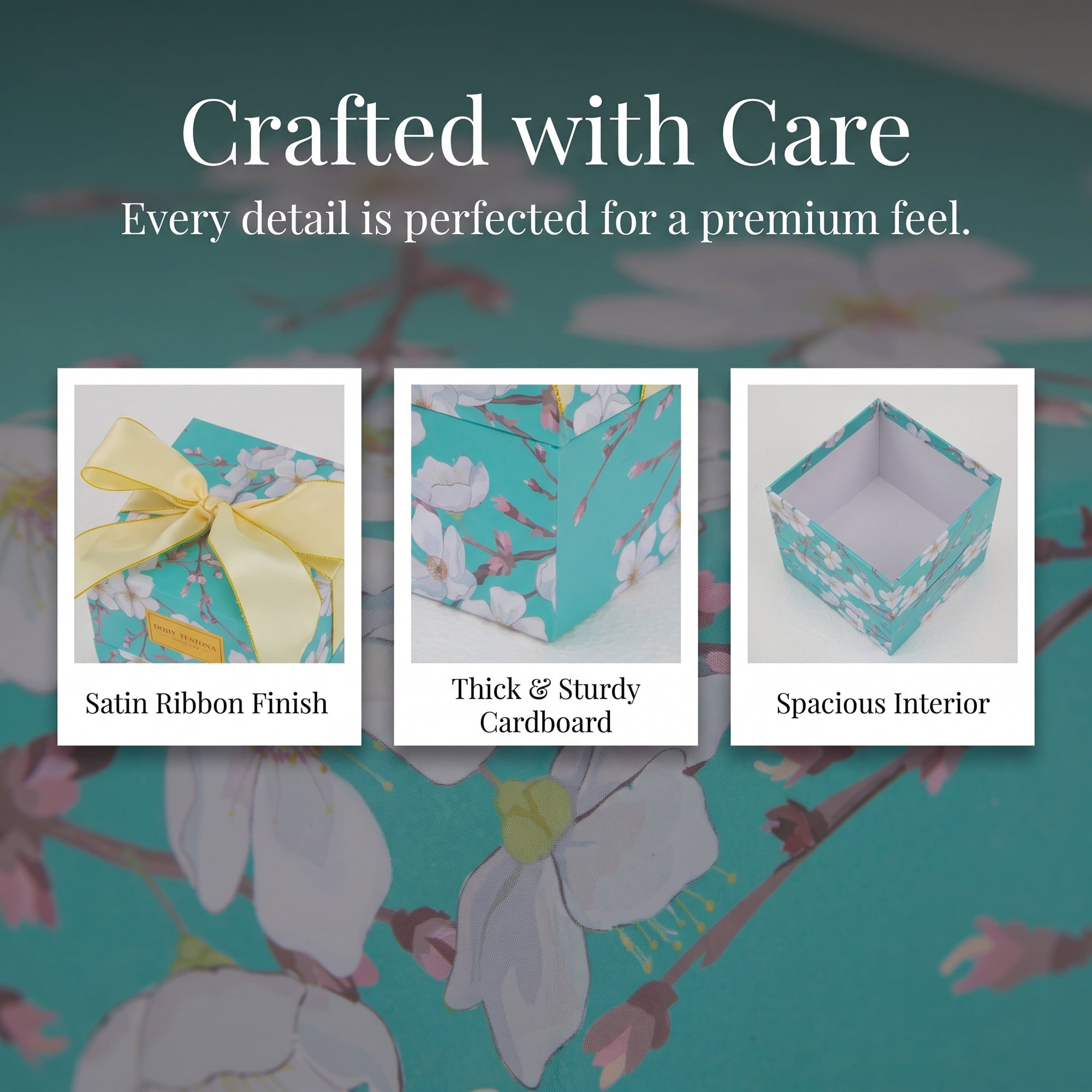 Unique Bargains 2Pcs Floral Ribbon Multifunctional Gift Box Green 4.7" x 4.7" x 4.7"
