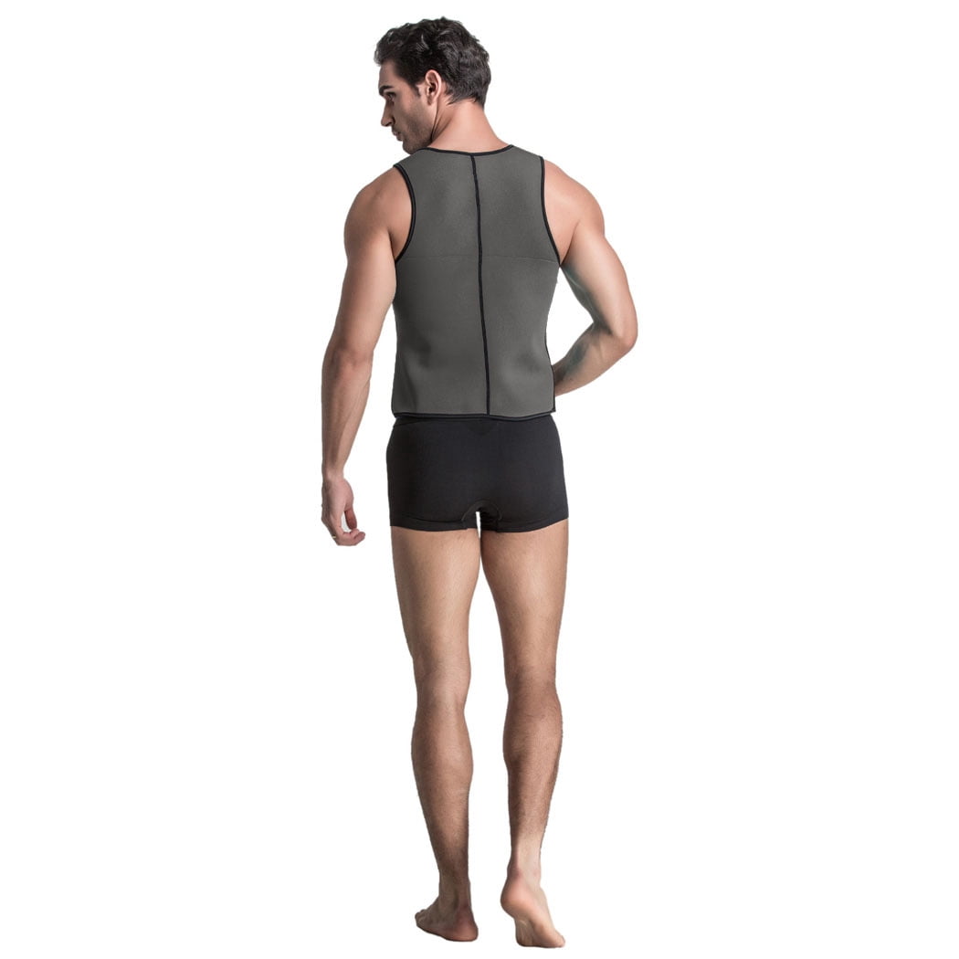 Mens Sweat Neoprene Slimming Waist Trainer Sport Tank Top Shirt