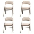 thumbnail image 1 of MECO Chaise Pliante Rembourrée en Tissu Métal Comfort Deluxe, Sable Beige (4 Pack), 1 of 8