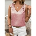 thumbnail image 2 of dazeni Womens Elegant Tank Tops Knot Tie Shoulder Business Office Work Shirts Fashion Sleeveless V Neck Blouse Trendy Summer Clothes Pink Large, 2 of 6