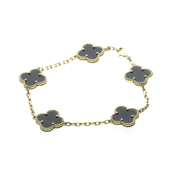 Pre-Owned Van Cleef & Arpels Vintage Alhambra Bracelet Yellow Gold (18K) Onyx Charm Bracelet...
