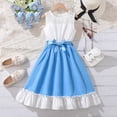 thumbnail image 7 of XUNKUSGA Girls Dresses 3-10Y Summer Lace Crew Neck Sleeveless Birthday Dress with Belt Fashion Casual Ruffled Hem Vacation Dress for Wedding Princess Party,Blue, 7 of 7