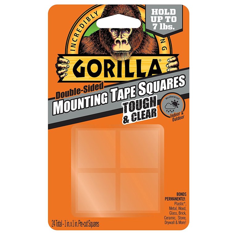 Gorilla 6067201 Mounting Tape Squares, Tough & Clear (2 Pack)