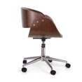 thumbnail image 2 of Stillmore Mid-Century Modern Upholstered Swivel Office Chair, Dark Brown and Walnut, 2 of 11