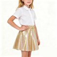 thumbnail image 5 of Kilaqueen Girls Shimmer Pleated Skirt with Elastic Waist, Metallic A Line Mini Skater Skirt for Parties, Dance, Performances and Holiday Outfits, 5 of 7