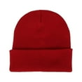thumbnail image 1 of Men Women Solid Color Warm Woolen Knitted Cap Fluorescent Cuffed Beanie Hat, 1 of 10