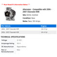 thumbnail image 2 of Alternator - Compatible with 2006 - 2007 Chevy HHR, 2 of 2