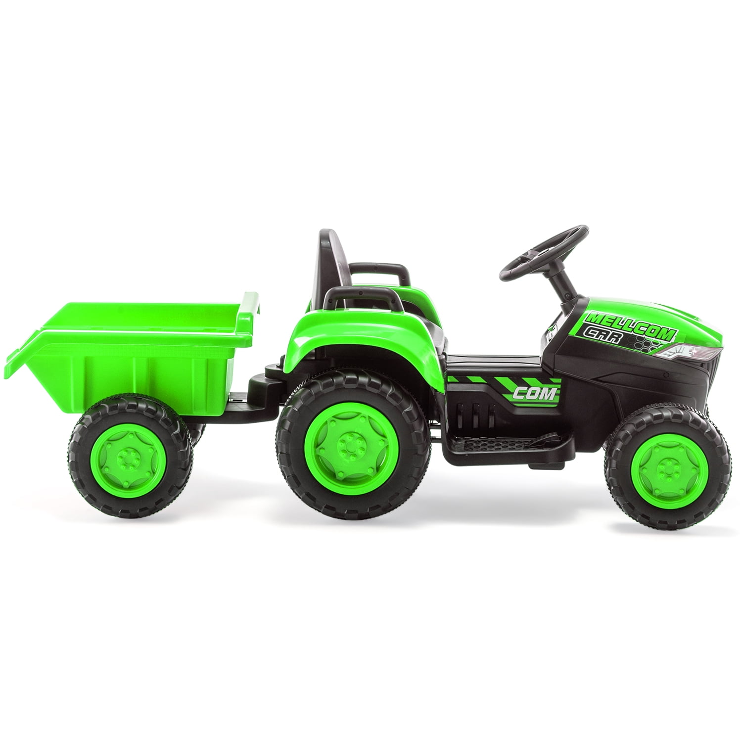 HOMMOW Kids Ride on Tractor with Remote Control, 12V Battery Powered Electric Tractor with 30W Dual Motors/Cool Lights/Bluetooth Music for Kids, Green