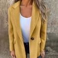 thumbnail image 4 of Women Solid Color Blazer Wool Blend Causal Business Office Open Front Short Jacket Pea Coat Yellow XXL, 4 of 4