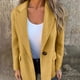 thumbnail image 4 of Women Solid Color Blazer Wool Blend Causal Business Office Open Front Short Jacket Pea Coat Yellow XXL, 4 of 4
