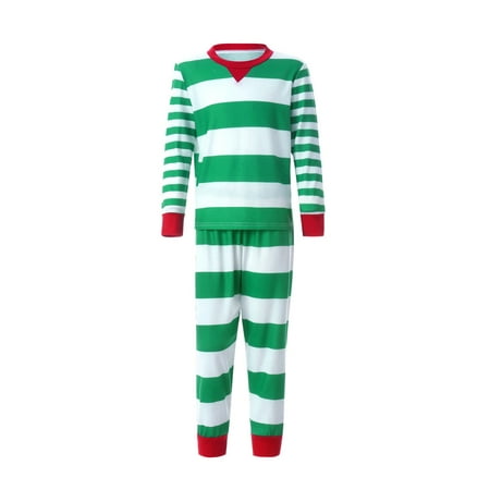 

Canrulo Christmas Family Matching Pajamas Set Striped Tops and Pants Xmas Sleepwear Homewear Set