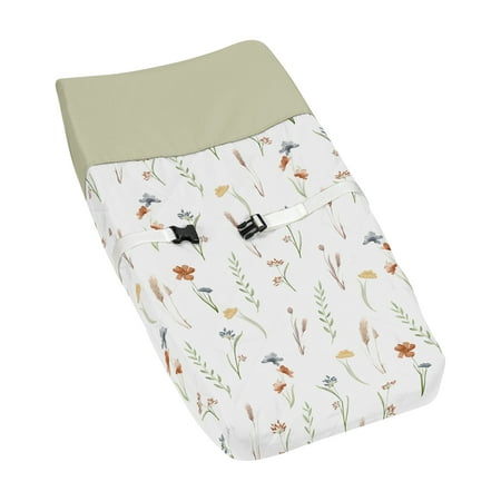UPC: 0846480098768 | Watercolor Floral Garden Sage Green Changing Pad Cover Girl by Sweet Jojo Designs