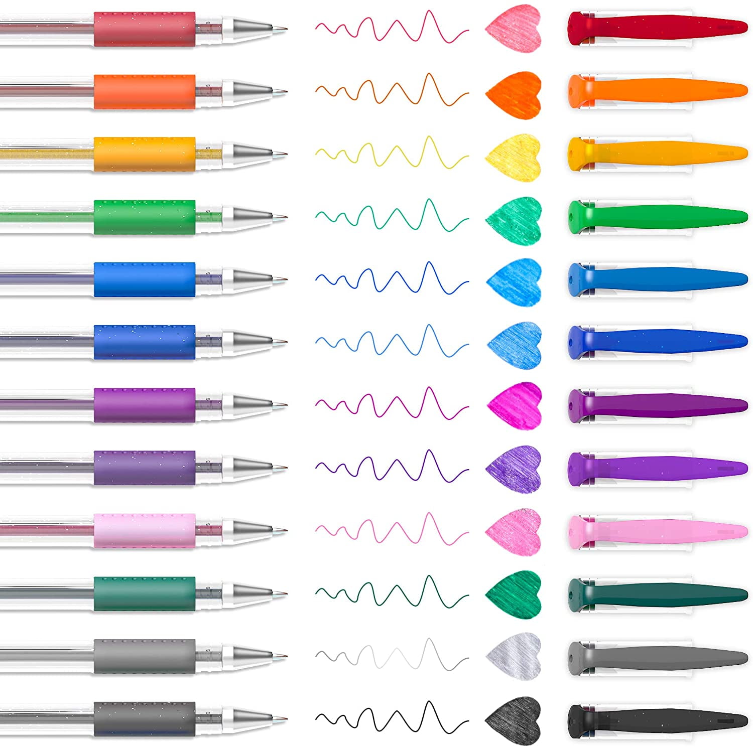 Shuttle Art Gel Pens Bundle, 120 Unique Colors (No Duplicates) Gel Pens Set  + 180 Gel Pen Refills, 7 Color Types for Kids Adults Coloring Books