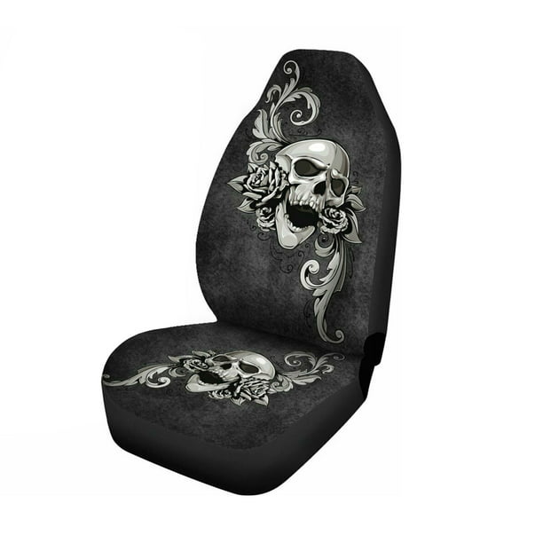 1 Or 2pcs Universal Car Seat Covers Skull Pattern Auto Protector Cushion Detachable Front Cover For Truck Suv Most Cars Com - Toyota Corolla 2018 Seat Covers Canadian Tire