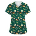 thumbnail image 2 of Resicozy Christmas Scrubs Tops for Women Funny Print Short Sleeve V Neck Cute Nurse Uniforms T Shirts with Pockets Dark Green S, 2 of 6