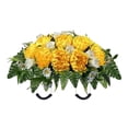 thumbnail image 2 of Cemetery Tombstone Flower Saddle,54"x28" Large Artificial Cemetery Flowers for Grave Saddle,Cemetery Memorial Flowers for Independence Day Outdoor Grave Decorations(Yellow), 2 of 9