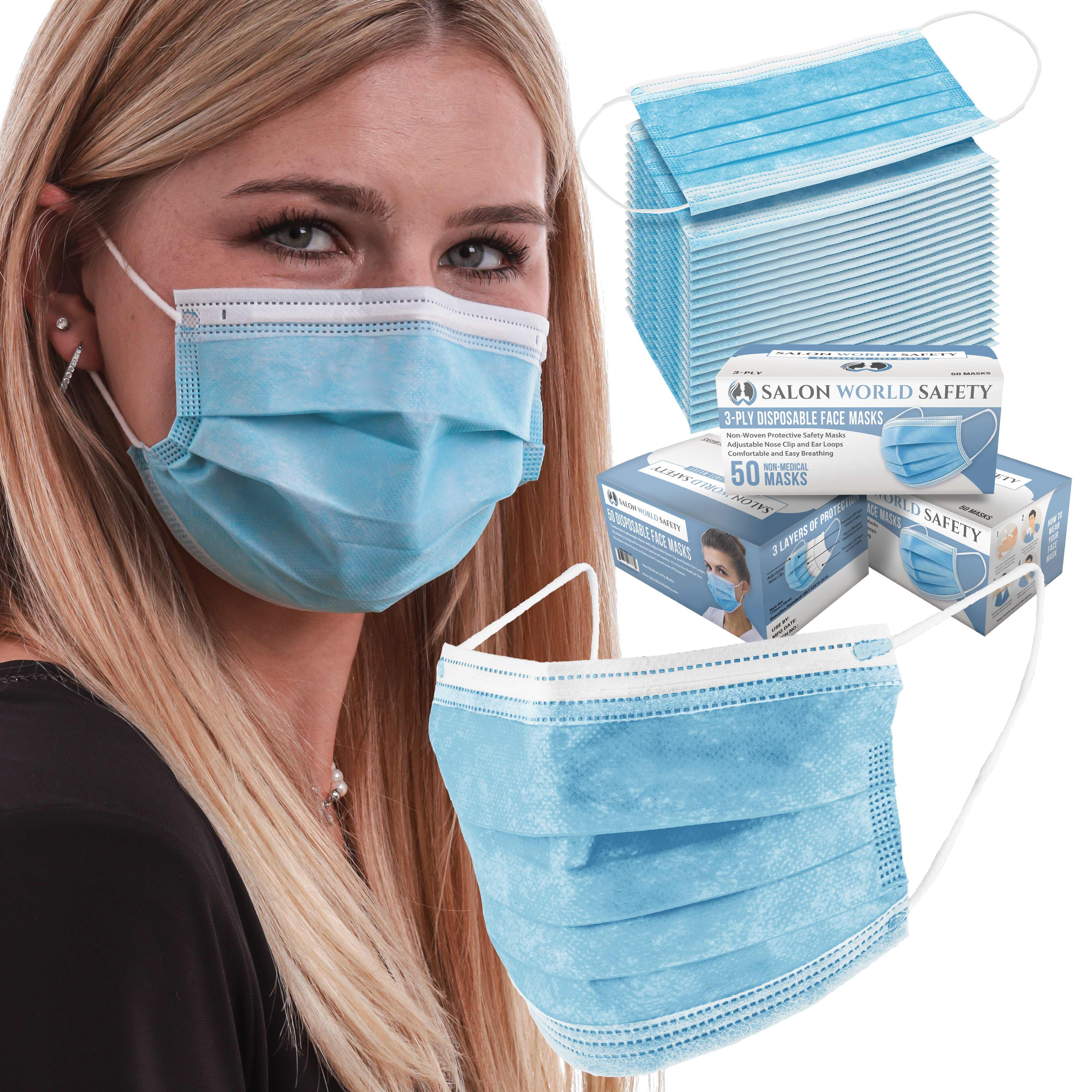 Salon World Disposable Flexible Earloop Face Masks, 50 Count, 3 Pack