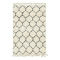 thumbnail image 3 of Unique Loom Hygge Shag Collection Area Rug - Trellis (4' 1" x 6' 1" Rectangle Ivory/Gray), 3 of 7