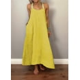 thumbnail image 2 of Women'S Summer Cotton Maxi Dress Adjustable Spaghetti Strap Boho Casual Backless Ruffle Loose Fit Flowy Dress Yellow 5XL, 2 of 5