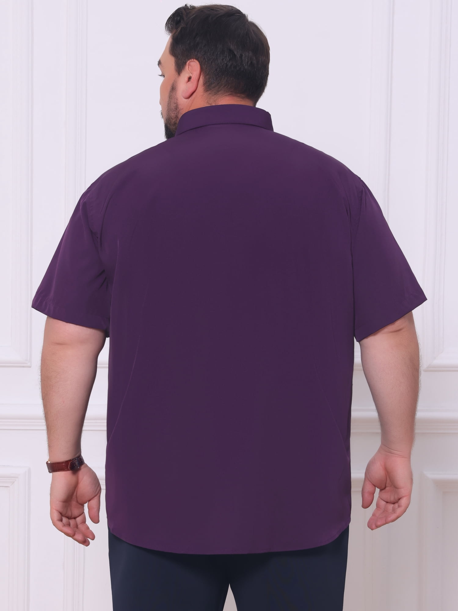 DARING DIVA Men's Big and Tall Business Dress Shirt with Chest Pocket 2XL Dark Purple