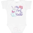 thumbnail image 3 of Inktastic My 1st Easter Cute White Bunny with Spring Flowers Boys or Girls Baby Bodysuit, 3 of 5