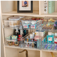thumbnail image 5 of 4Pack 2-Tier Bathroom Storage Organizer, Clear Under Sink Organizers Kitchen Vanity Counter Storage Container, Medicine Cabinet Drawers Bins, Pull-Out Organization with Track for Pantry, 5 of 6