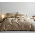thumbnail image 3 of Khaki Duvet Cover Set Twin Size Minimalist Solid Colored Soft Microfiber Beige Taupe Bedding Set with Zipper Ties, 3 of 5