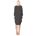 thumbnail image 3 of Women's Plus Size Round Neck Draped Side 3/4 Dolman Sleeves Dress, 3 of 4