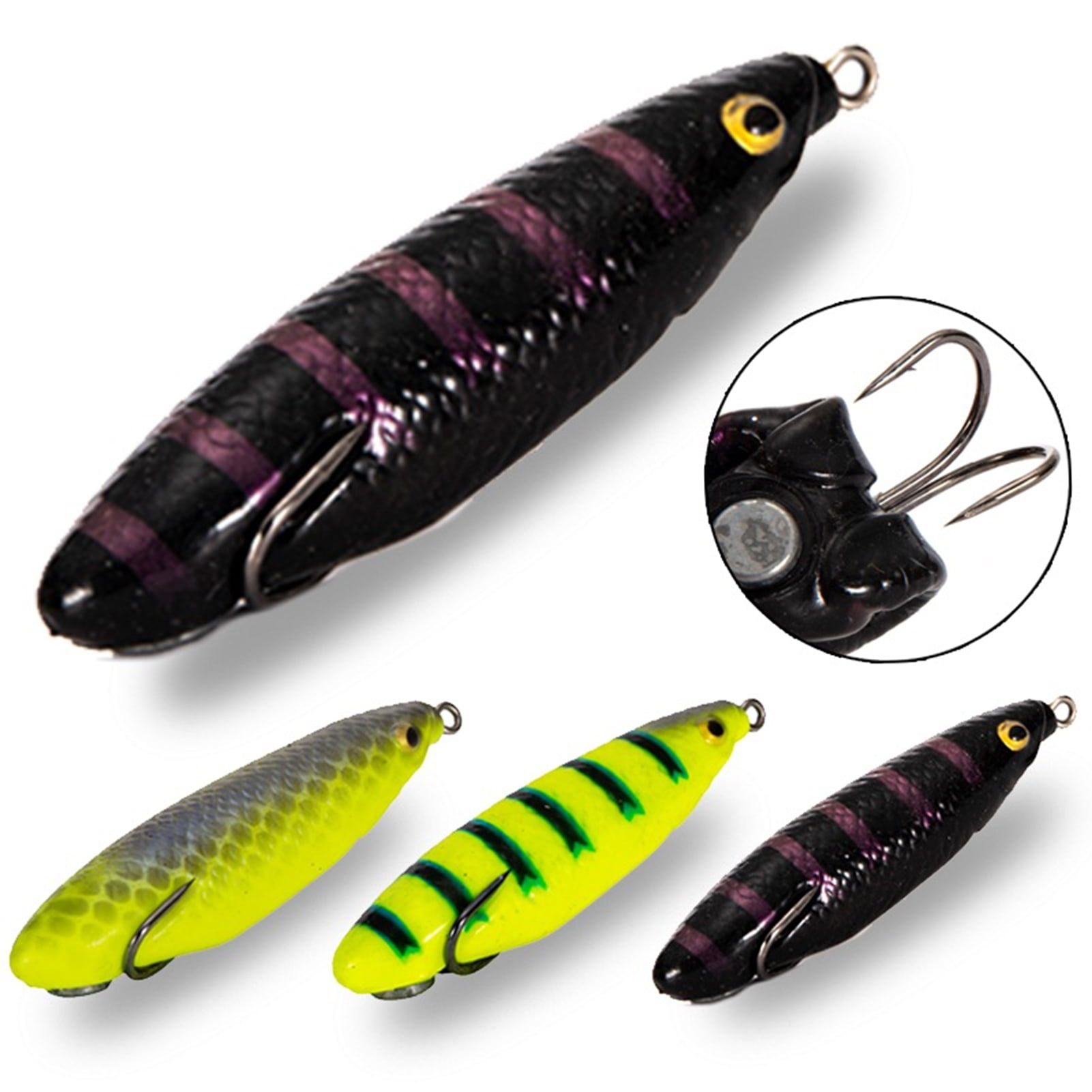 5PCS Night Fishing Lures Soft Jig Head Bait Glow Artificial Silicone Saltwater