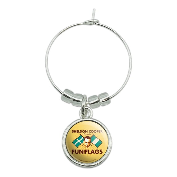 Big Bang Theory Sheldon Cooper Fun with Flags Wine Glass Charm Drink Marker