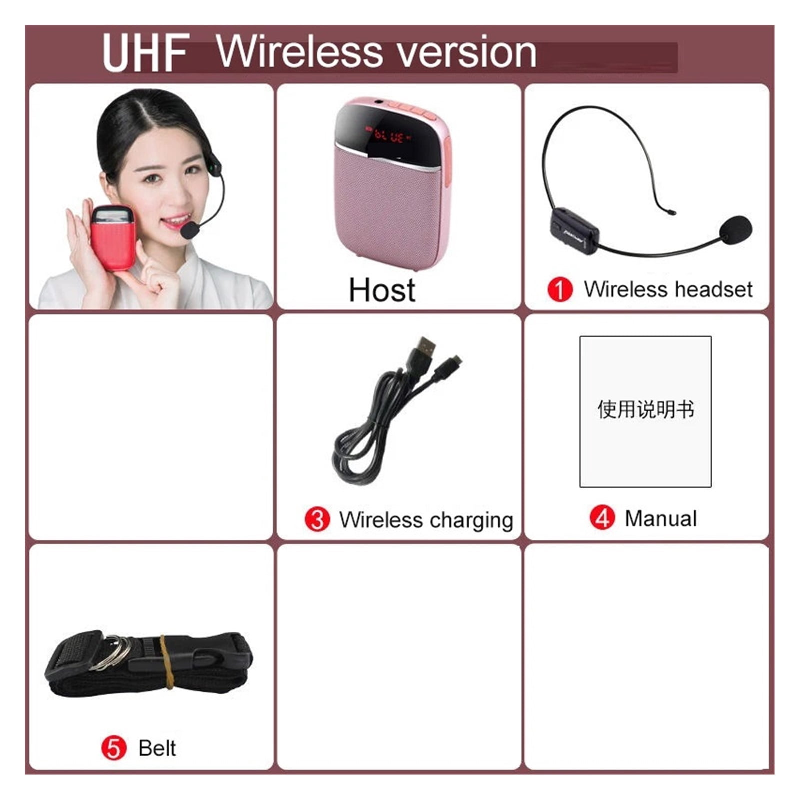 10W Wired/UHF Wireless Mini Fashion Microphone Guide Headset Teaching Lecture Dedicated Portable Amplifier ,Powerful Voice Amplifier