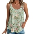 thumbnail image 2 of Homenesgenics Tank Tops for Women under $5 Women's Summer Loose Casual Fashion Print Crew Neck Tank Top Green XXL, 2 of 5